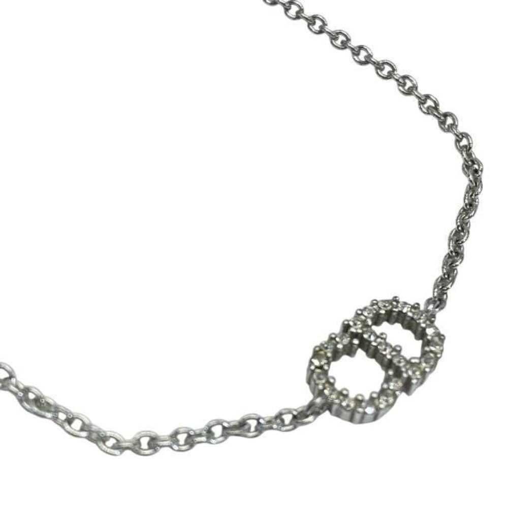 Christian Dior Bracelet Bangle Clair D LUNE CD Logo Metal Rhinestone Silver - Picture 3 of 8